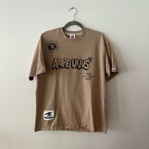 Tan and black BAPE streetwear t-shirt, size large (like new).